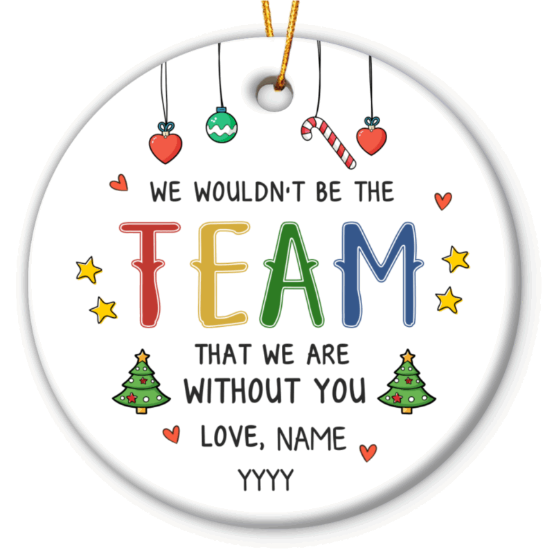 Personalized team Christmas ornaments, custom employee holiday ornaments, corporate Christmas gift for staff, coworker Christmas ornament keepsake