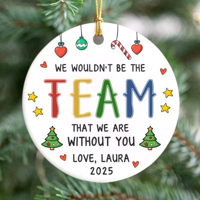 Personalized team Christmas ornaments, custom employee holiday ornaments, corporate Christmas gift for staff, coworker Christmas ornament keepsake