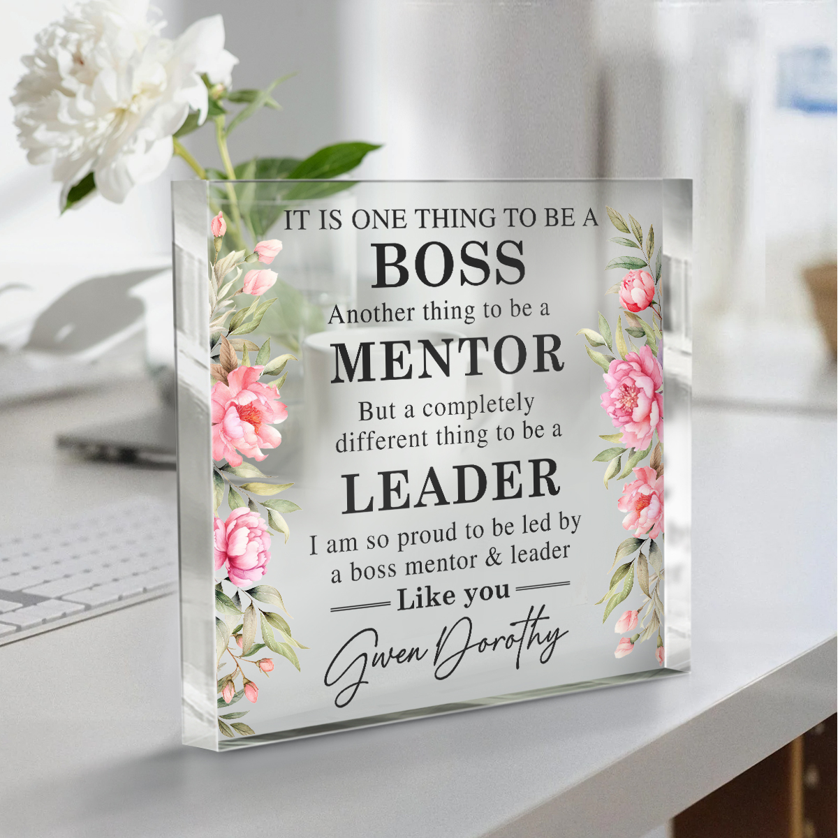 Personalized Boss Lady Christmas gift plaque, mentor leader appreciation keepsake, thank you gift for female boss, women leadership desk decor