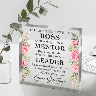Personalized Boss Lady Christmas gift plaque, mentor leader appreciation plaque keepsake, thank you gift for female boss, women leadership desk decor