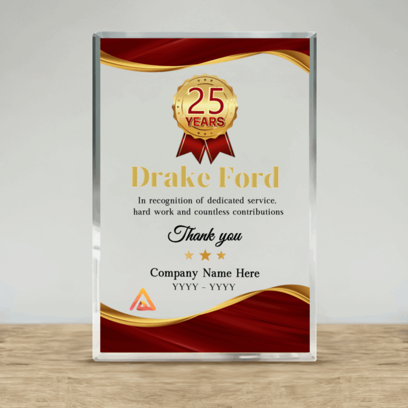 Personalized employee award plaque, custom years of service award, company appreciation keepsake, retirement thank you gift for boss or coworker, office desk decor