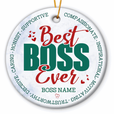 Best Boss Ever ornament personalized, boss Christmas ornament, holiday appreciation gift for manager supervisor, custom Christmas tree decoration for boss
