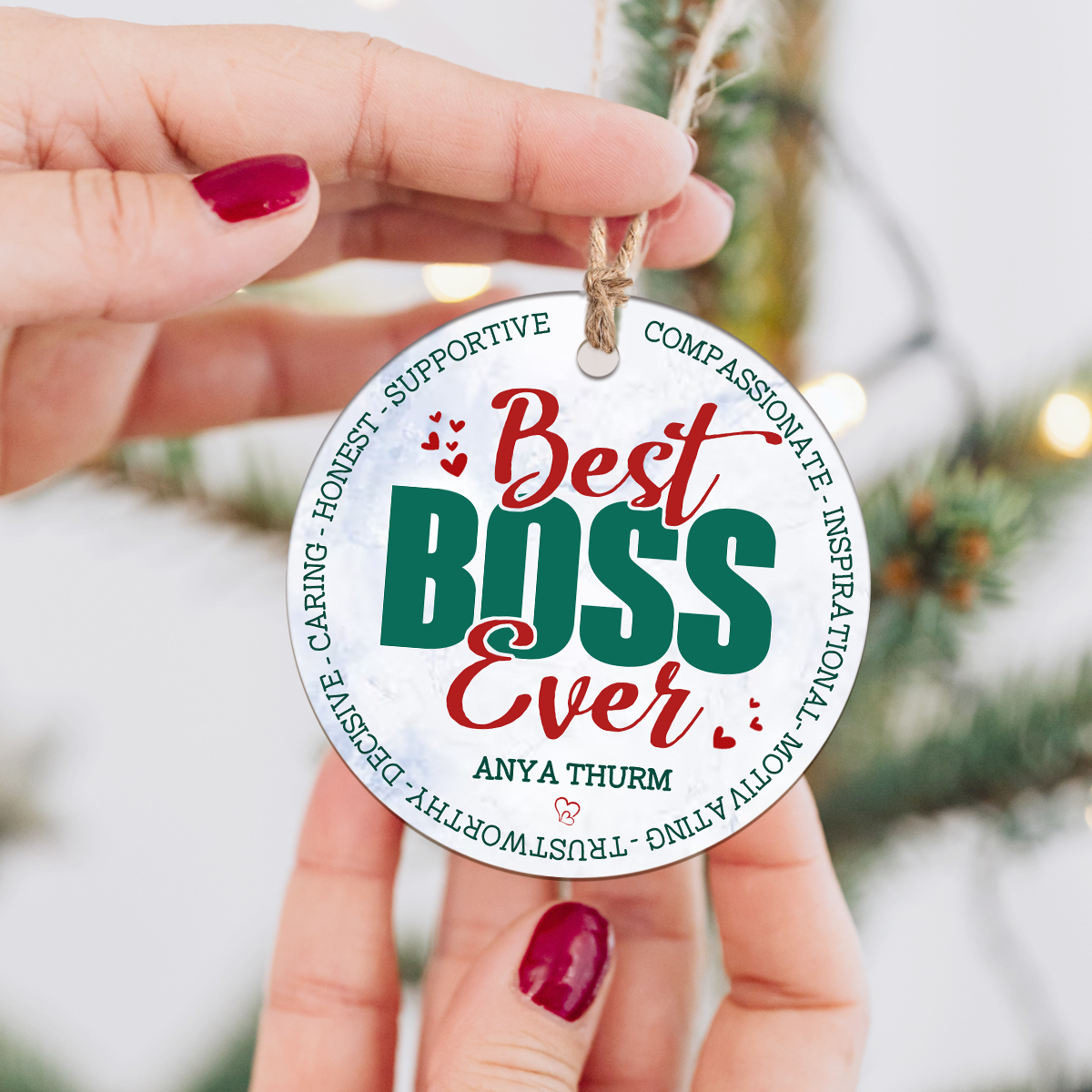 Best Boss Ever ornament personalized, boss Christmas ornament, holiday appreciation gift for manager supervisor, custom Christmas tree decoration for boss