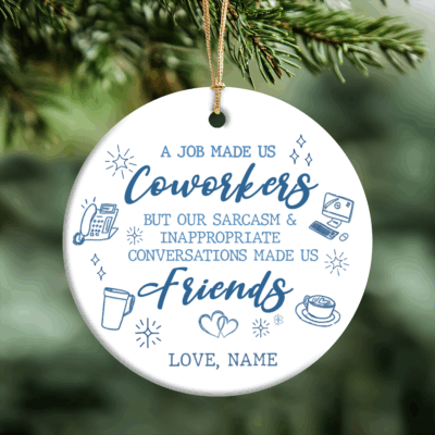 Personalized coworker Christmas ornament, custom work bestie ornament, holiday gift for colleagues, office Secret Santa keepsake