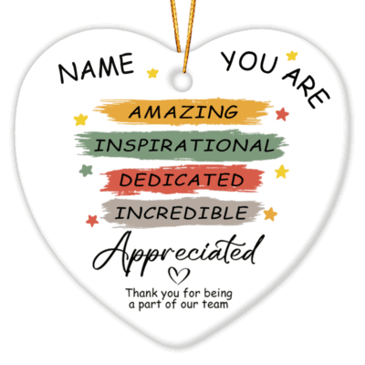 Personalized employee appreciation ornament, thank you gift for coworker, staff recognition Christmas ornament, team holiday keepsake decoration