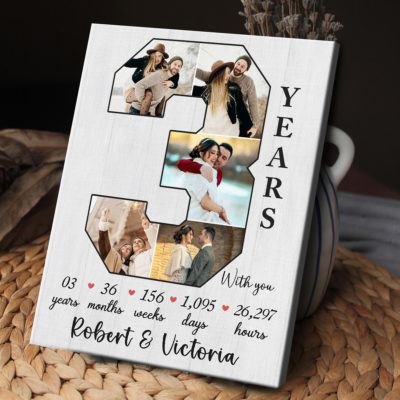 Celebrate three years of love with this Custom Number 3 Anniversary Gift for Wife, a unique and romantic gift to make a heartfelt keepsake.