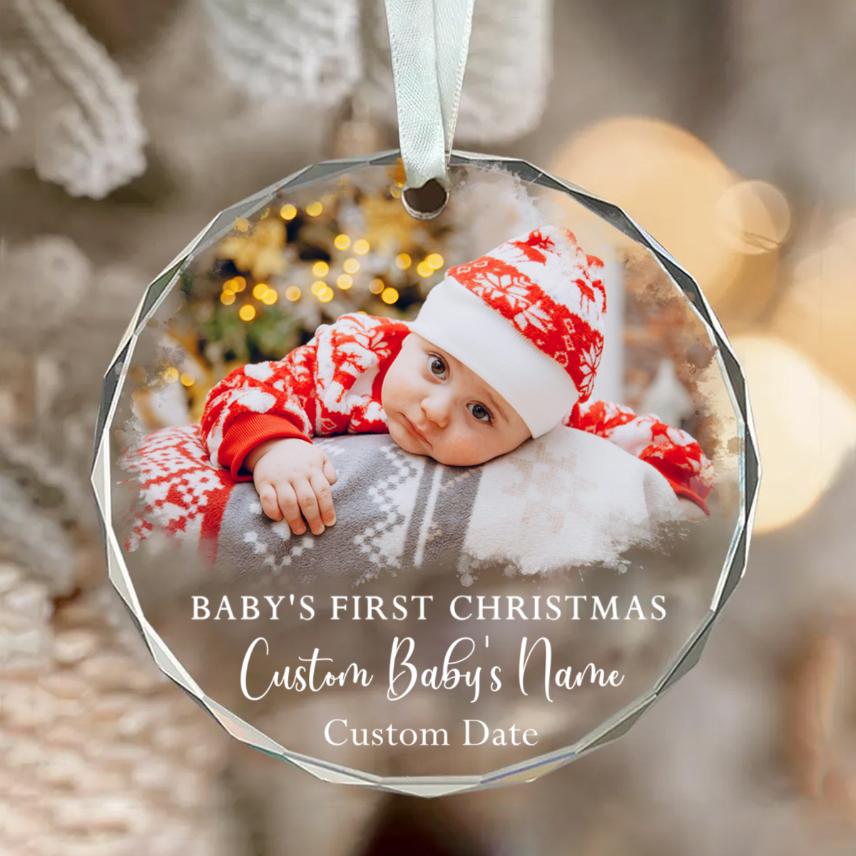 Personalized Baby First Christmas Ornament, Newborn Photo Ornament 2026 ...