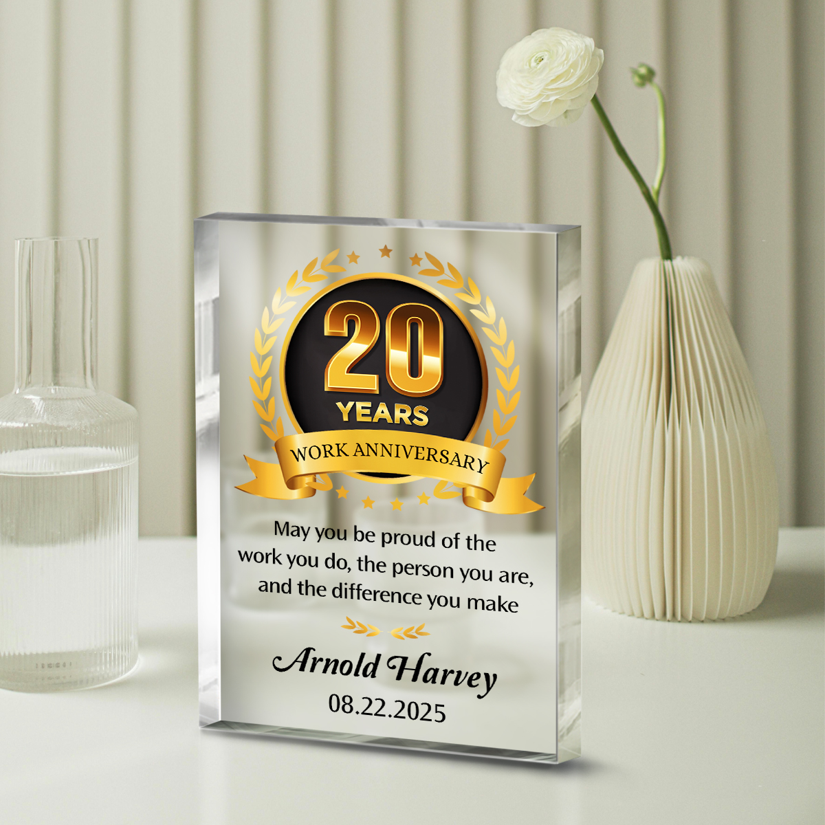 Personalized Employee Recognition Plaque, Custom Work Anniversary Gift, Company Appreciation Award, Corporate Thank You Gift