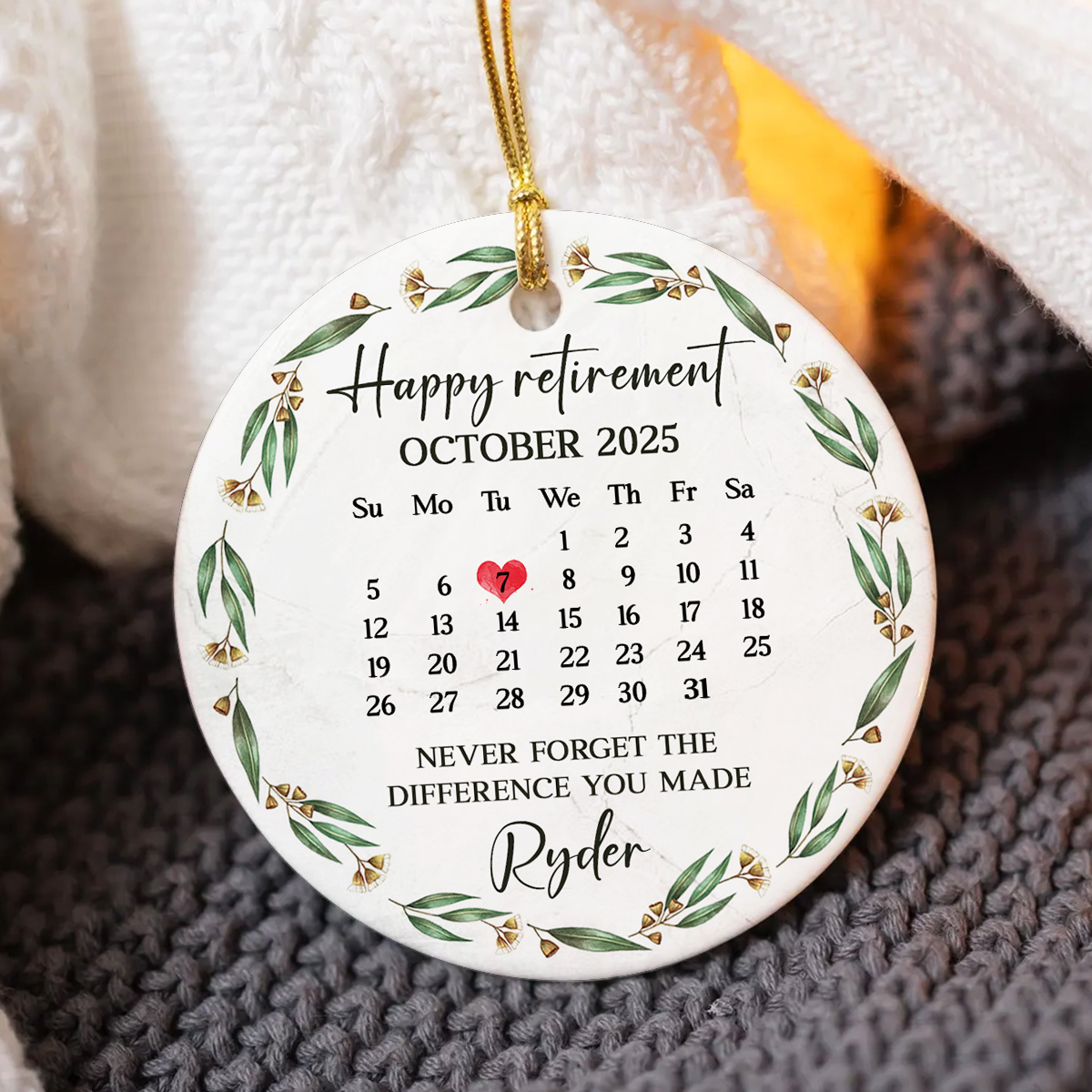 Happy Retirement Ornament 2025 Personalized, Retirement Christmas Keepsake Ornament, Custom Retirement Date Gift for Coworker or Boss