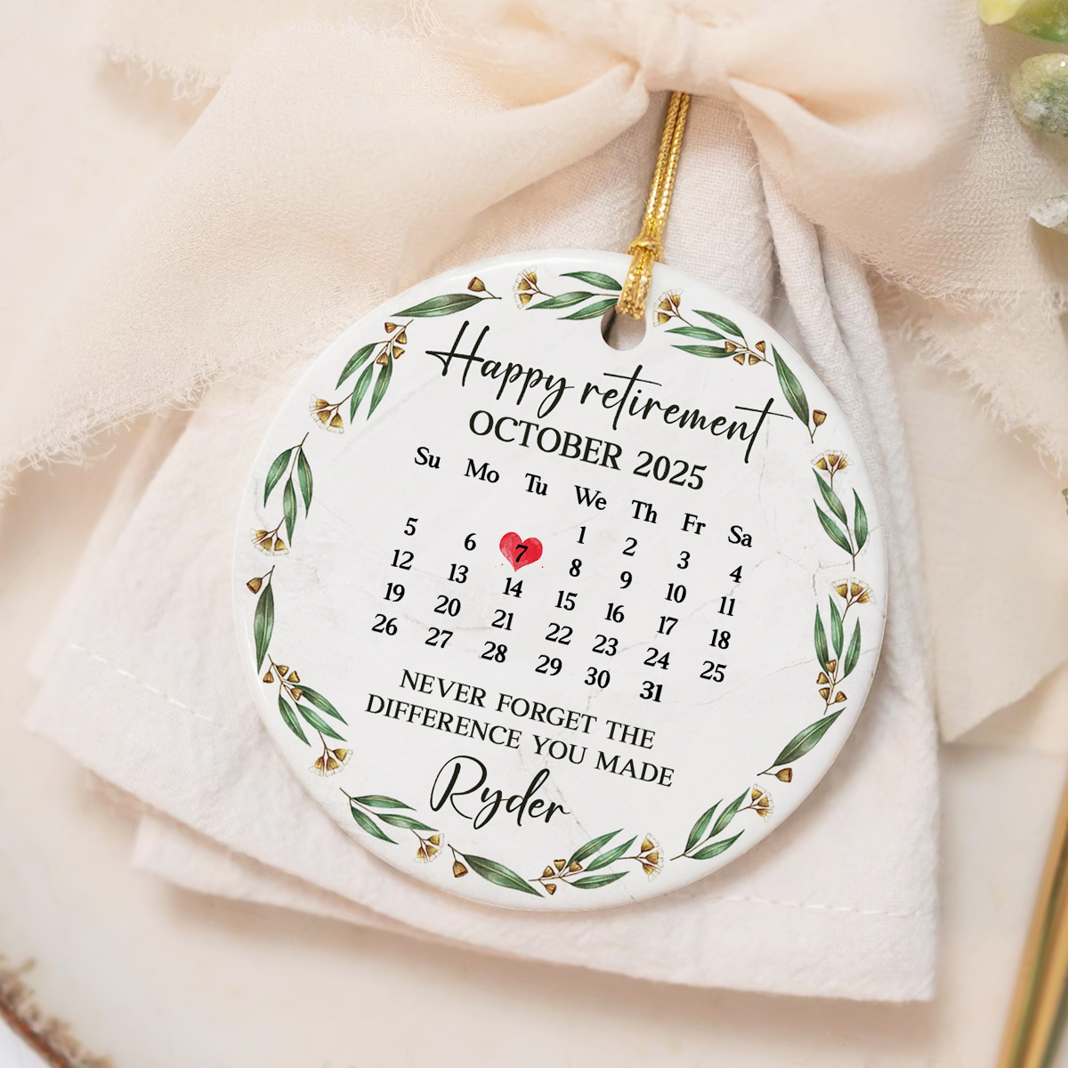 Happy Retirement Ornament 2025 Personalized, Retirement Christmas Keepsake Ornament, Custom Retirement Date Gift for Coworker or Boss