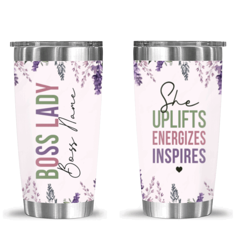 Personalized Boss Lady tumbler with name, Christmas gift for female boss or manager.