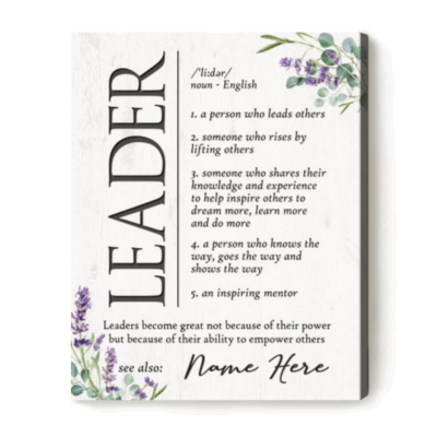 Personalized leader definition print, Christmas gift for female boss, office appreciation wall art.
