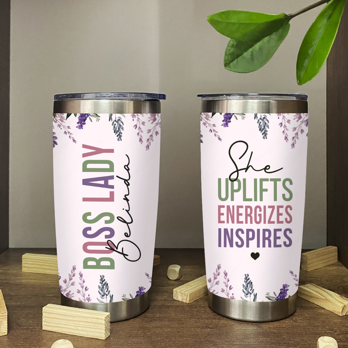Personalized Boss Lady tumbler with name, Christmas gift for female boss or manager.
