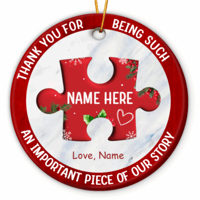 Personalized thank you ornament with custom name and message, Christmas appreciation gift for teacher, coworker, employee, or friend.