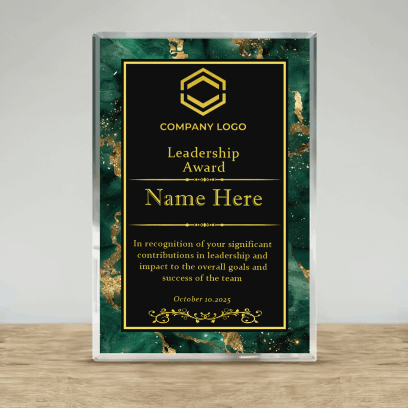 Personalized corporate appreciation award plaque, custom employee recognition gift for boss, manager, or coworker.
