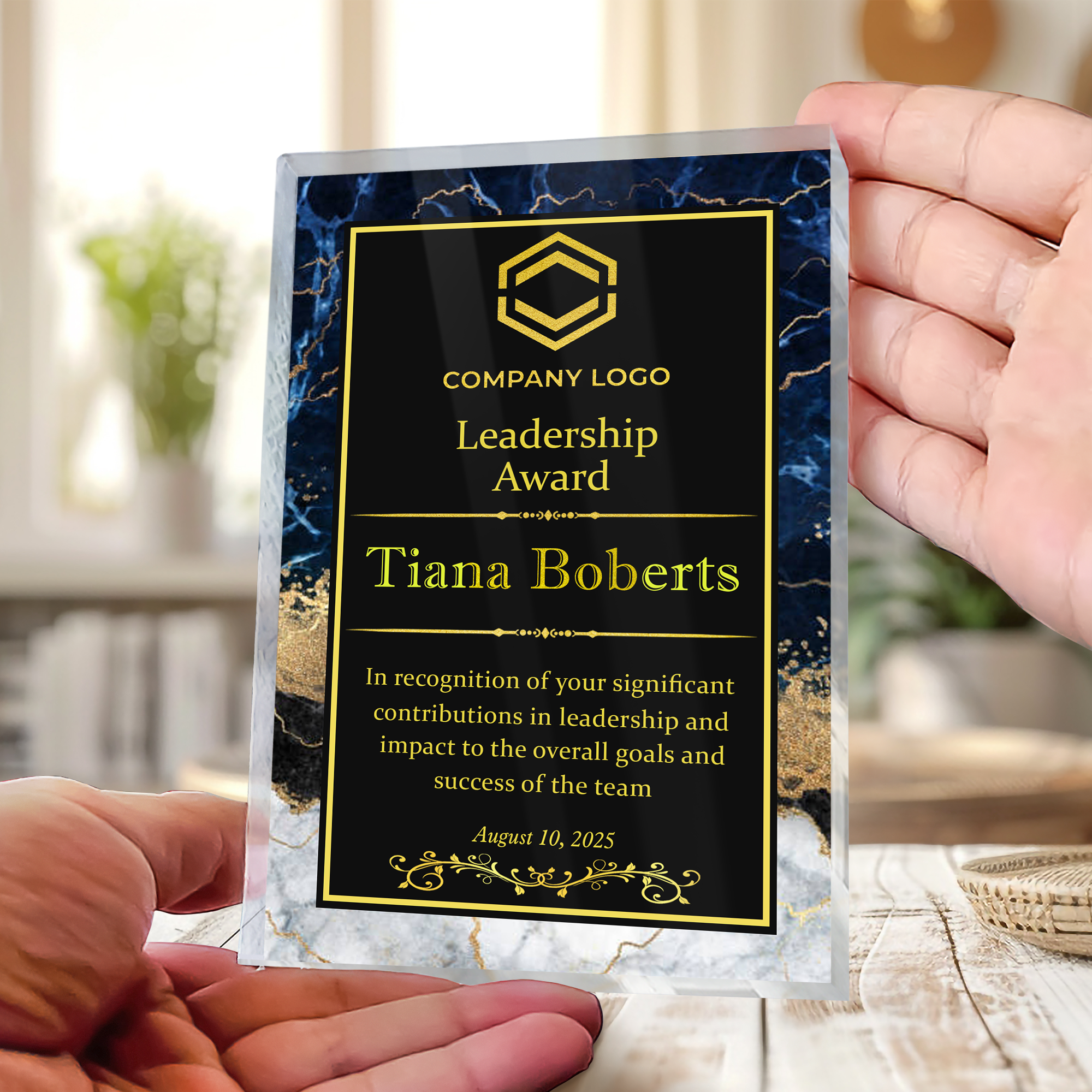 Personalized corporate appreciation award plaque, custom employee recognition gift for boss, manager, or coworker.