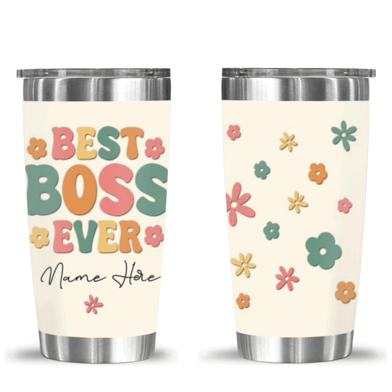 Personalized Boss Lady tumbler gift with name customization, perfect appreciation gift for female boss, manager, or mentor.