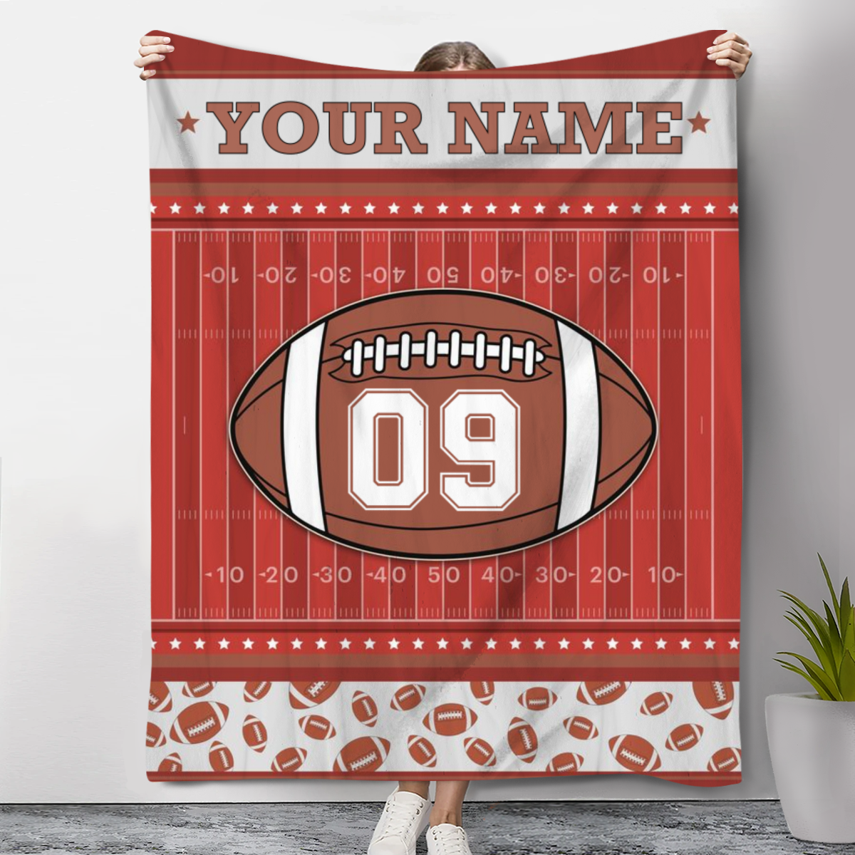 Personalized Football Blanket, Custom Football Blanket with Name and  Number, Football Fleece Blanket, Football Team Gift, Football Gift for Him  - ..., image size:1200x1200