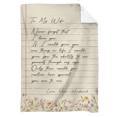 Personalized Letter To Wife Blanket with heartfelt love message from husband, romantic fleece throw, Christmas, anniversary, or birthday gift for wife.