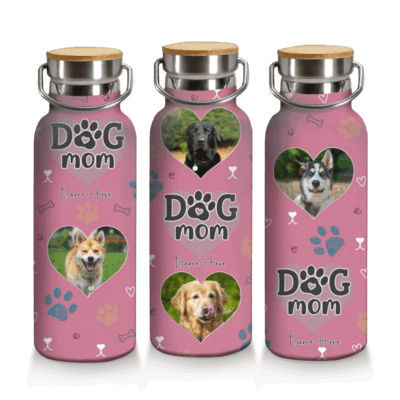Personalized Dog Mom Tumbler with custom pet photo and name – unique Christmas or birthday gift for dog moms and pet lovers.