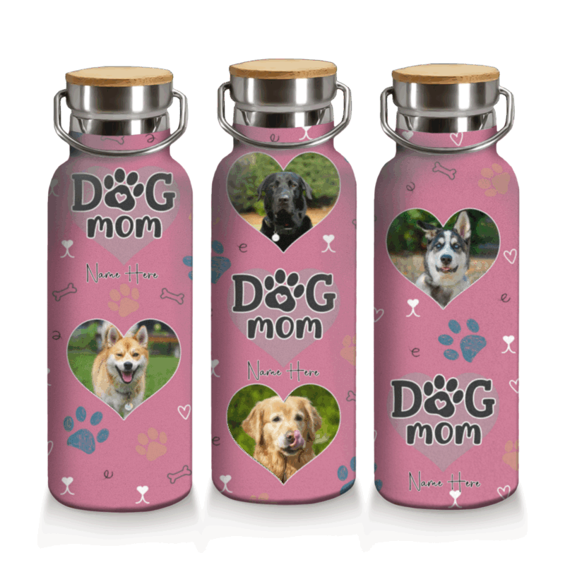 Personalized Dog Mom Tumbler with custom pet photo and name – unique Christmas or birthday gift for dog moms and pet lovers.