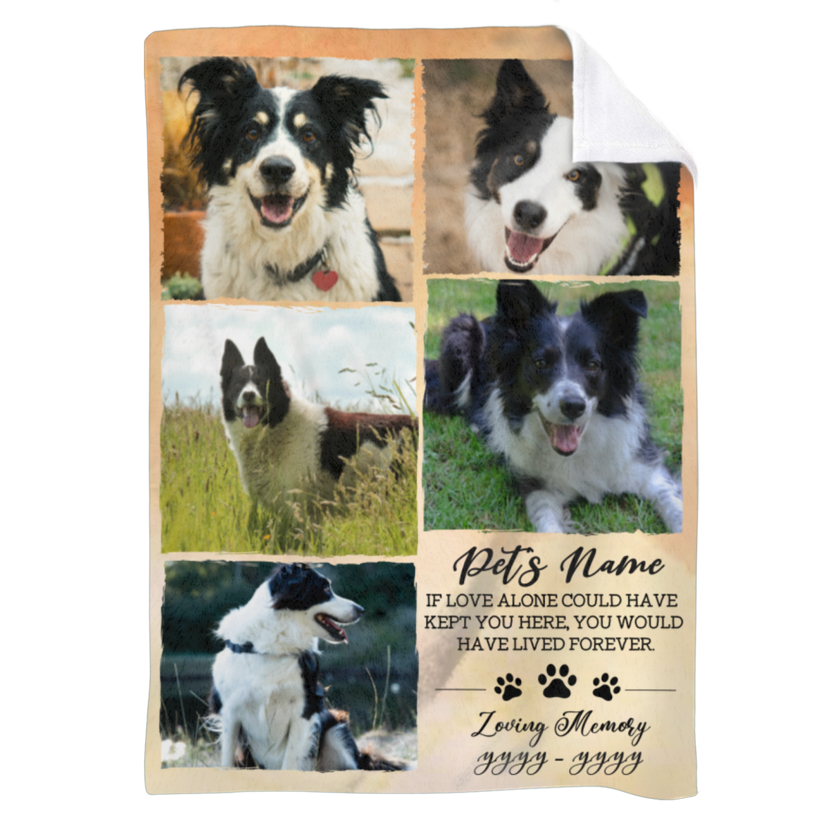 Personalized Dog Memorial Blanket, Custom Pet Photo Collage Blanket ...