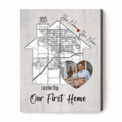 Custom Home Map Print, First Home Gift For Couple, Personalized Housewarming Gift, First Home Gift Map, Gift from Realtor