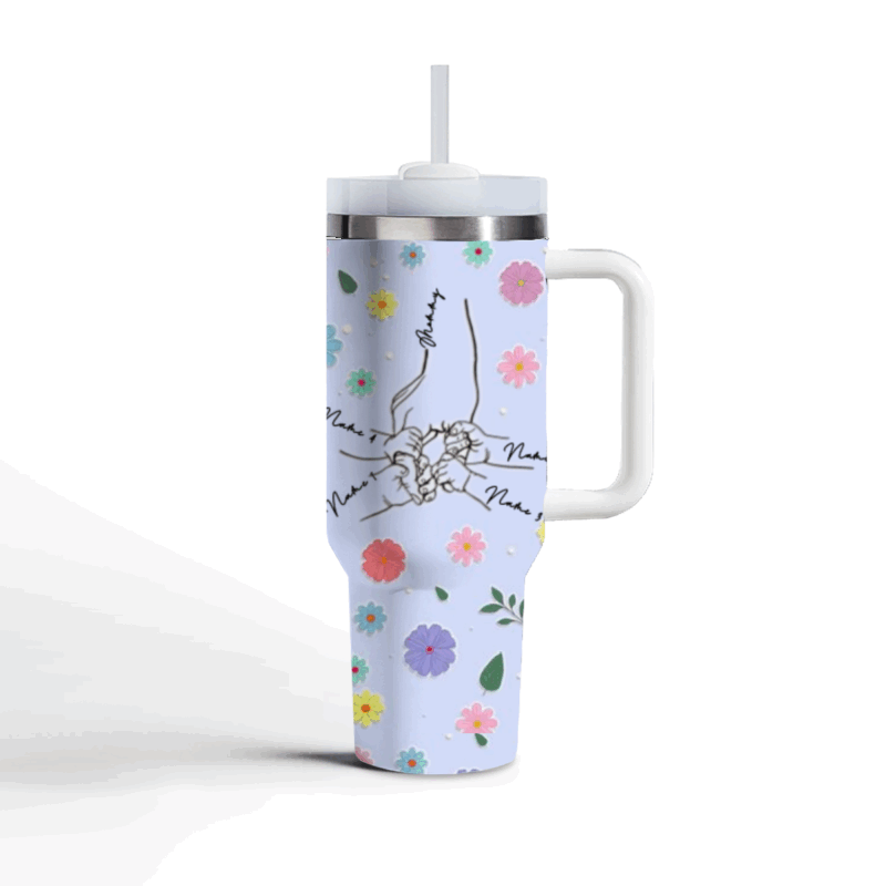 Personalized Holding Moms Hand Tumbler, Mom Tumbler with Kids Names, Mother's Day Tumbler, Gift for Mom, Mom Birthday Gifts From Kids