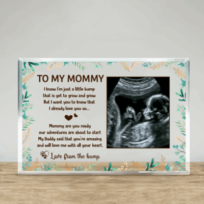 Personalized baby ultrasound plaque, custom acrylic sonogram keepsake, Christmas gift for expecting moms, sentimental pregnancy gift from bump.