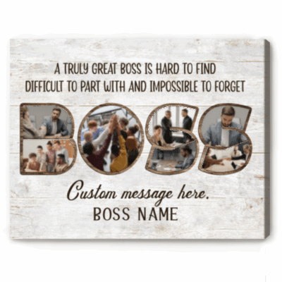 Personalized boss canvas print, appreciation gift for boss, retirement wall art, Boss’s Day gift, farewell present for boss leaving.