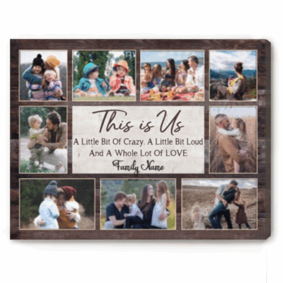 Personalized family memories collage canvas wall art, This is Us custom family photo print, Christmas gift for parents or grandparents.