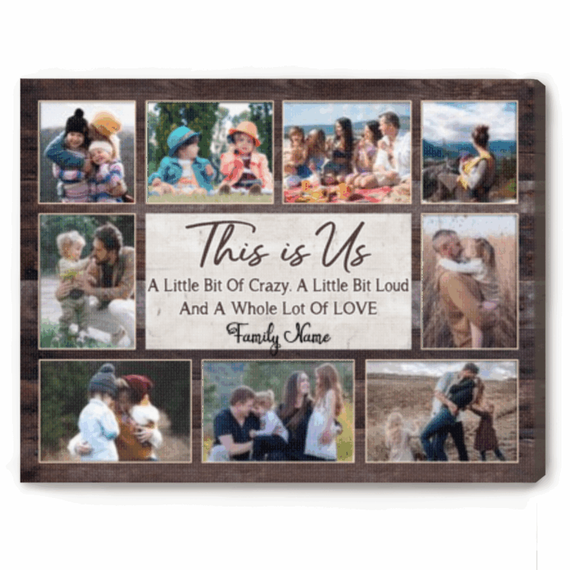 Personalized family memories collage canvas wall art, This is Us custom family photo print, Christmas gift for parents or grandparents.