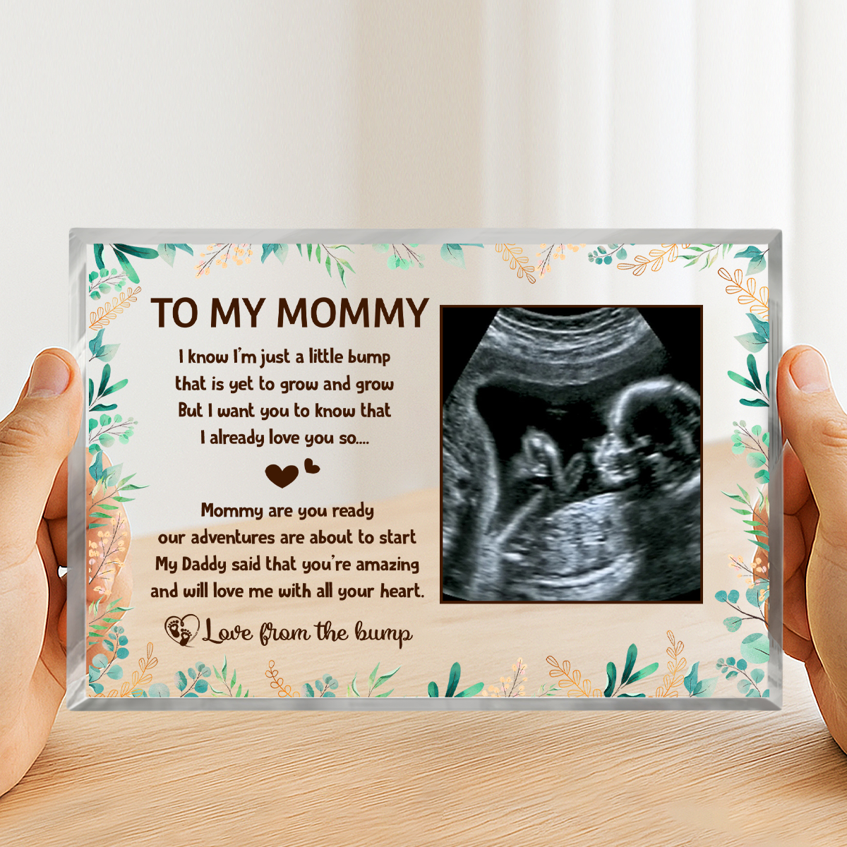 Personalized baby ultrasound plaque, custom acrylic sonogram keepsake, Christmas gift for expecting moms, sentimental pregnancy gift from bump.