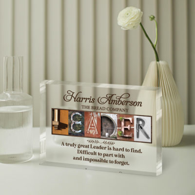 Personalized leader plaque acrylic sign, leadership appreciation gift for boss, recognition award for manager or leadership team.