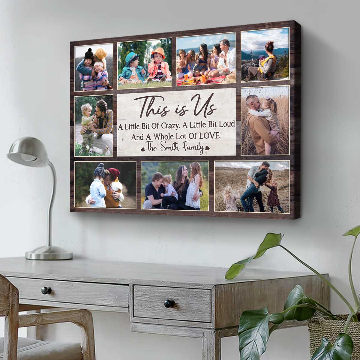 Personalized family memories collage canvas wall art, This is Us custom family photo print, Christmas gift for parents or grandparents.