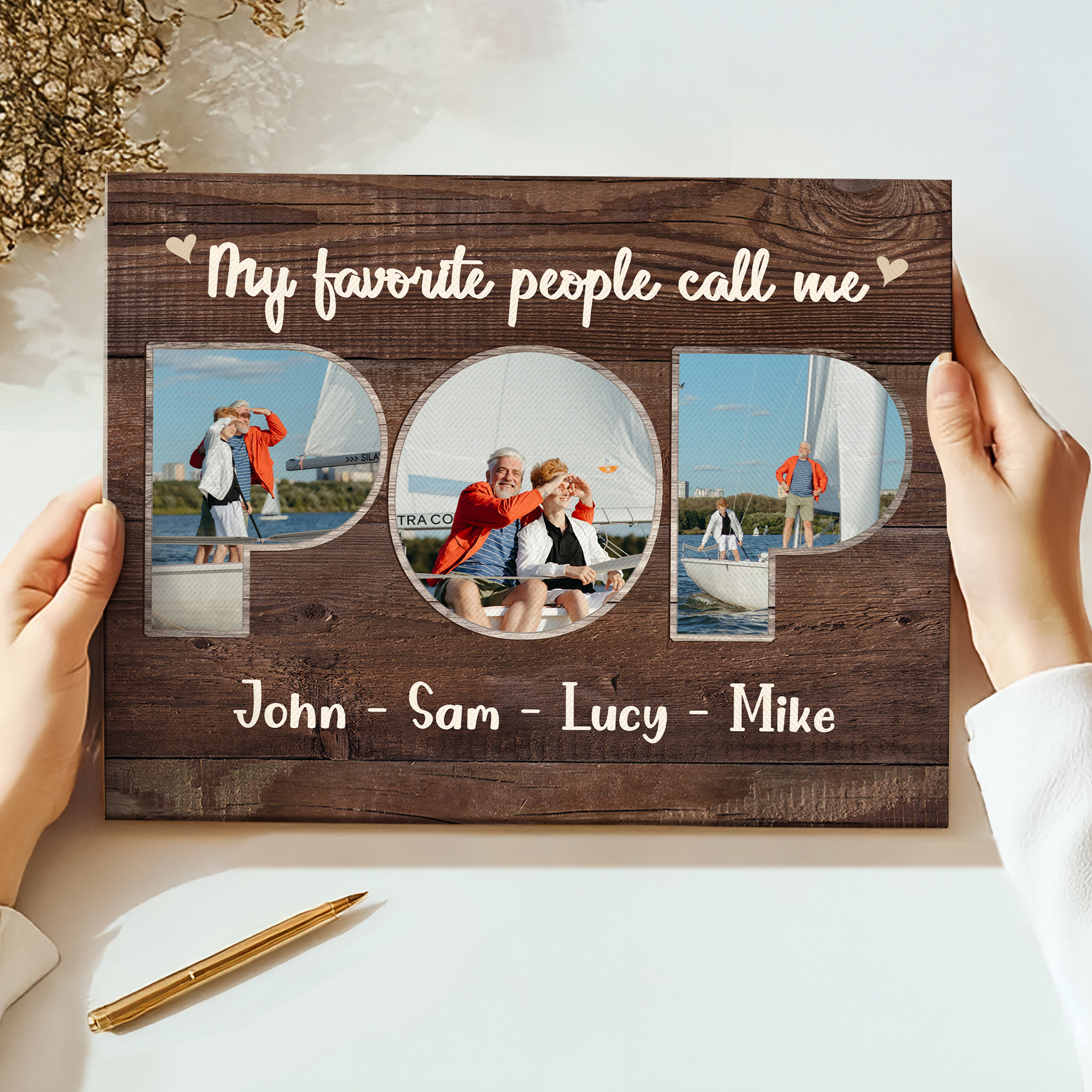Personalized Gift For Pop, Pop Photo Collage Print, Grandpa Picture Gifts, My Favorite People Call Me Pop Canvas