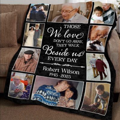 Personalized Memorial Photo Blankets, Blanket Memorial For Loss Of Loved One, Bereavement Gift, Sympathy Gift