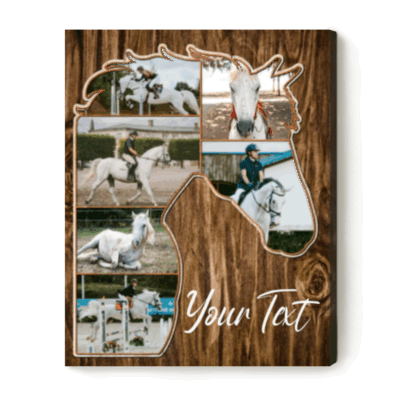 Personalized Horse Lover Gifts, Equine Gifts For Horse Lovers, Horse Riding Enthusiast Gift, Horse Head Photo Collage Canvas Print