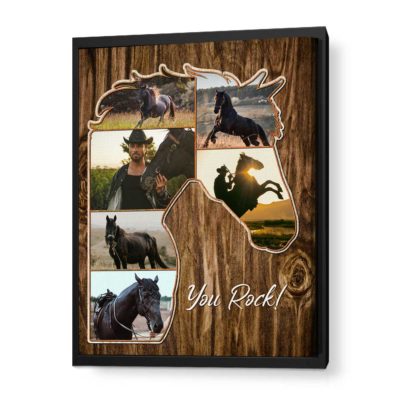 Personalized Horse Lover Gifts, Equine Gifts For Horse Lovers, Horse Riding Enthusiast Gift, Horse Head Photo Collage Canvas Print