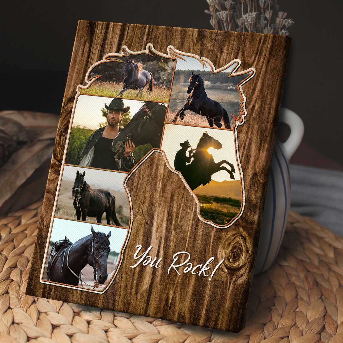 Personalized Horse Lover Gifts, Equine Gifts For Horse Lovers, Horse Riding Enthusiast Gift, Horse Head Photo Collage Canvas Print