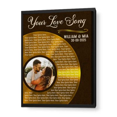 Personalized Song Gifts, Custom Vinyl Record with Photo, Wedding Anniversary Gift, Favorite Song Lyrics Vinyl Record Canvas Print