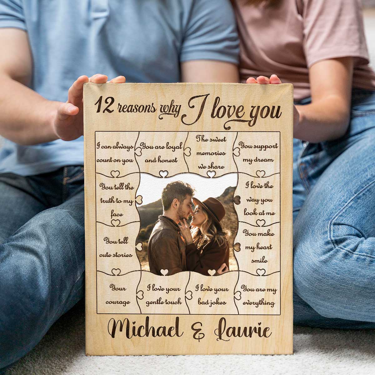 12 Reasons Why I Love You Personalized Couple Gifts, Custom Anniversary Photo Gifts, Romantic Valentines Day Gift for Couples