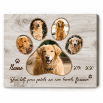 Personalized Dog Memorial Gifts, Dog Death Gifts, Dog Remembrance Gift, Condolence Gift For Loss Of Dog, Custom Memorial Dog Paw Photo Collage Print