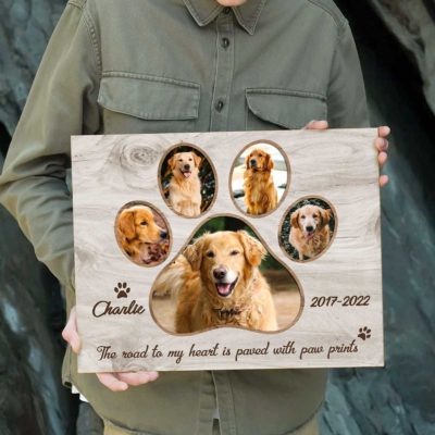 Personalized Dog Memorial Gifts, Dog Death Gifts, Dog Remembrance Gift, Condolence Gift For Loss Of Dog, Custom Memorial Dog Paw Photo Collage Print