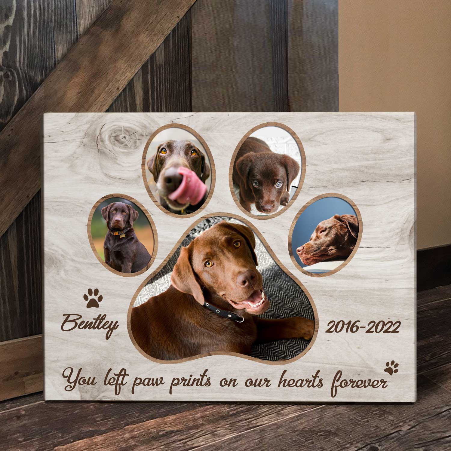 Personalized Dog Memorial Gifts, Dog Death Gifts, Dog Remembrance Gift, Condolence Gift For Loss Of Dog, Custom Memorial Dog Paw Photo Collage Print