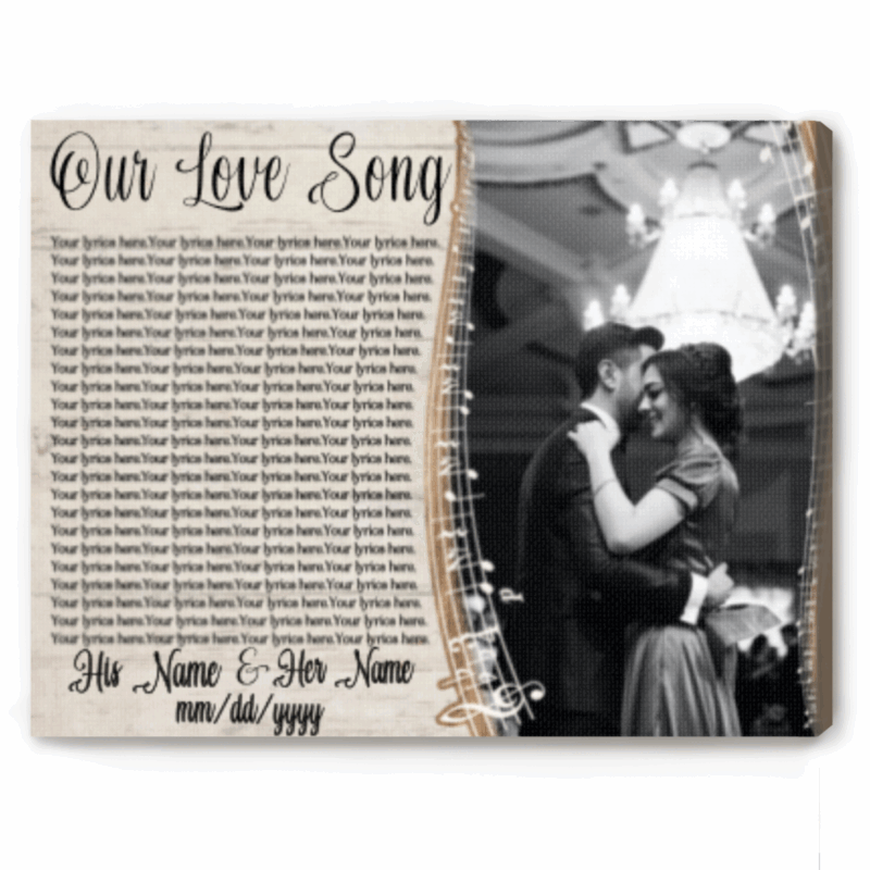 Wedding Song Lyrics with Photo, First Dance Favorite Song Print, Wedding Anniversary Gifts for Couple, First Year Anniversary Gifts
