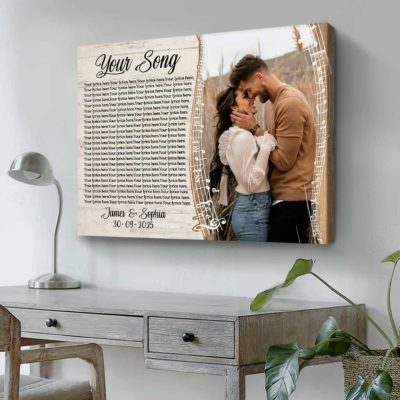 Wedding Song Lyrics with Photo, First Dance Favorite Song Print, Wedding Anniversary Gifts for Couple, First Year Anniversary Gifts