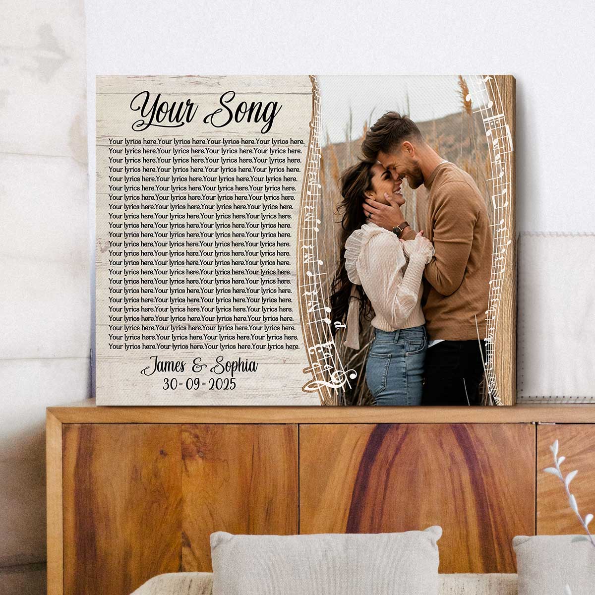Wedding Song Lyrics with Photo, First Dance Favorite Song Print, Wedding Anniversary Gifts for Couple, First Year Anniversary Gifts