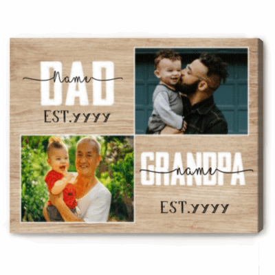 Customized New Grandpa Gifts, Personalized Promoted Dad to Grandpa Canvas Print, Grandparents Pregnancy Announcement, Baby Reveal