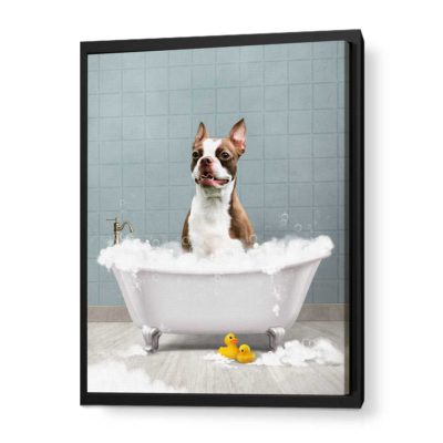 Custom Pet Portrait Bathroom, Pet Bathroom Painting Art, Funny Dog in Bathtub, Bathroom Prints
